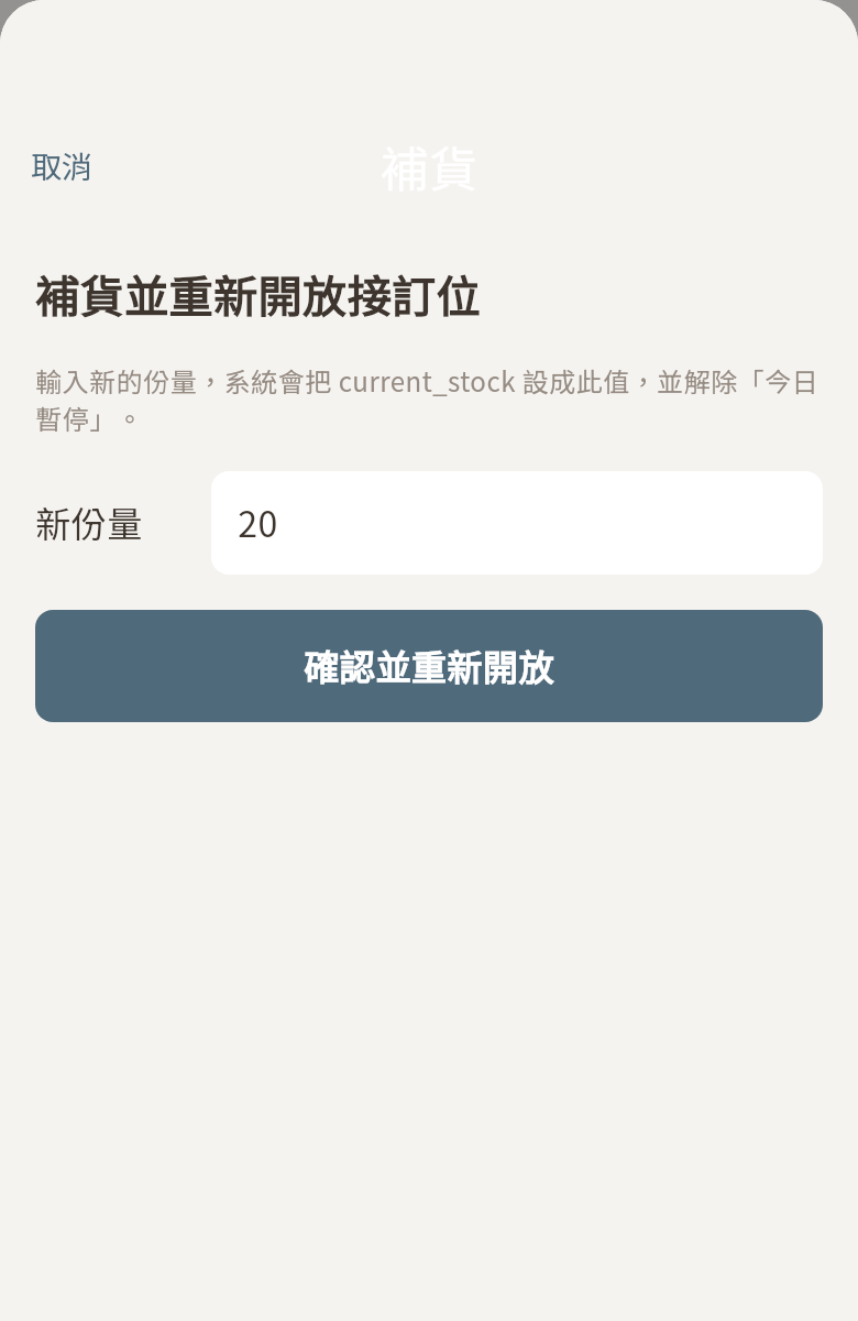 售完暫停 補貨