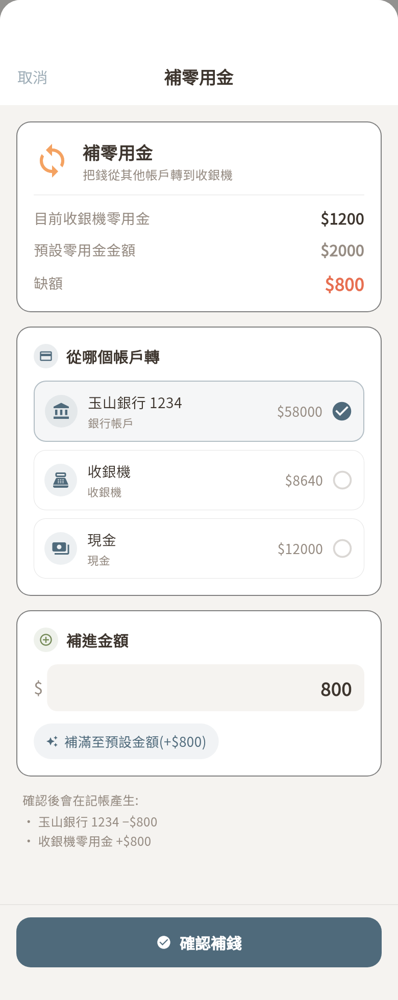 補零用金