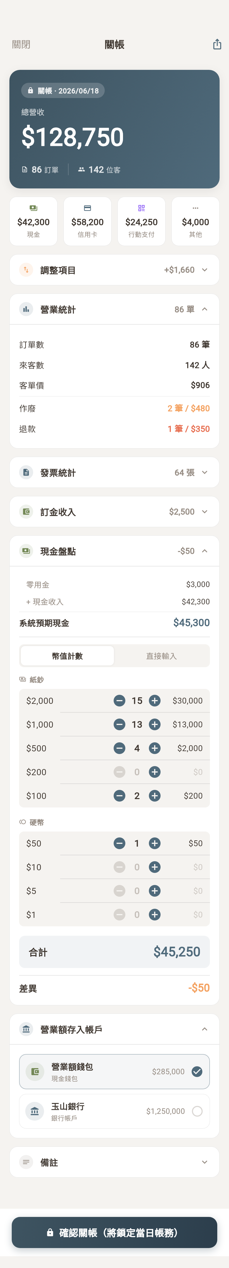 關帳 整頁